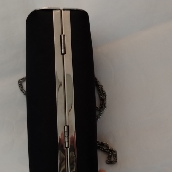 Lulu Townsend satin dress purse with chain and rhinestone accent clasp - Picture 3 of 6